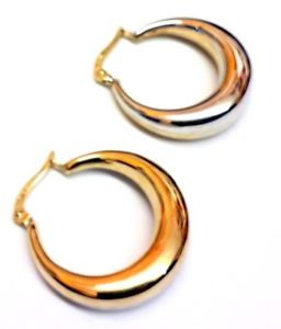 楽天hokushin【送料無料】ネックレス　イエローホワイトゴールドフープイヤリング9ct hallamrked yellow amp; white gold alternate side hoop earrings