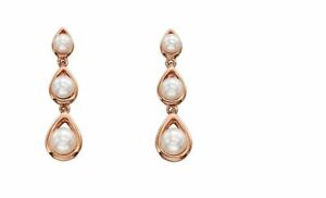 楽天hokushin【送料無料】ネックレス　ローズゴールドイヤリングホワイトパールトリプルゴールドドロップイヤリング9ct rose gold earrings white pearl triple drop gold earrings ge2133w