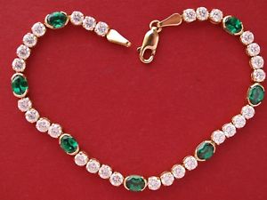 ̵ۥͥå쥹ɥ꡼ۥ磻ȥ֥쥹åȥ14ct yellow gold green white cz bracelet 7 long 830 grams