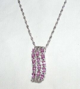 【送料無料】ネックレス　ホワイトゴールドピンクサファイアペンダントネックレスホワイトゴールドチェーン