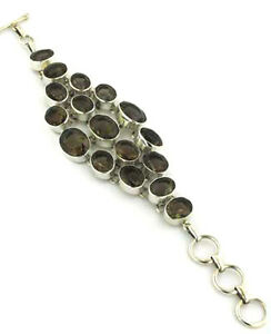 【送料無料】ネックレス スターリングシルバースモーキークォーツブレスレットchunky statement smoky quartz bracelet in sterling silver