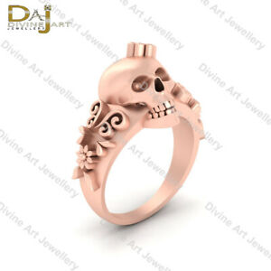 【送料無料】ネックレス ゴシックローズゴールドスターリングシルバーdeaths head gothic skull engagement ring women rose gold fn 925 sterling silver