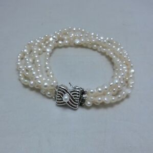 ネックレス　アコヤブレスレットボタンtasakii akoya cultured pearl 5 strands bracelet 30mm 75 button shape