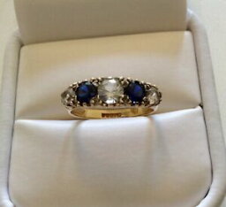 【送料無料】ネックレス　レディースビンテージソリッドゴールドサファイアリングstunning ladies vintage solid 9ct gold five stone white stone amp; sapphire ring