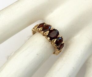 【送料無料】ネックレス ヴィンテージゴールドファンシーショルダーガーネットリングstunning ladies high quality vintage 9ct gold fancy shoulder 5 stone garnet ring