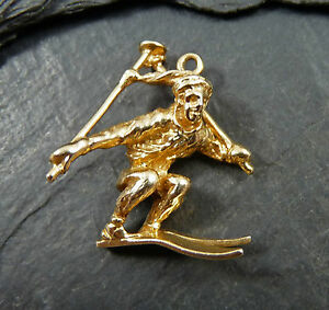 【送料無料】ネックレス　スキーヤーチャームペンダントスキー14ctイェローゴールド196762g14ct yellow..