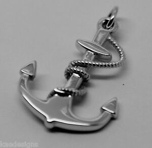 【送料無料】ネックレス　ktホワイトゴールドソリッドアンカーボートペンダントgenuine, kaedesigns 9c..