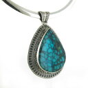 【送料無料】ネックレス スターリングシルバーフレームターコイズペンダントセットvery large natural turquoise pendant set in decorative sterling silver frame(4)