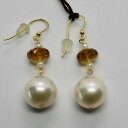 【送料無料】ネックレス　イエローゴールドイヤリングイタリアビールyellow gold earrings 18k 750 pearls freshwater and quartz beer made in italy