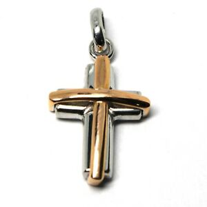 楽天hokushin【送料無料】ネックレス　クロスペンダントゴールドピンクイタリアcross pendant gold pink amp; white 18k 750 crucifix made in italy jewel