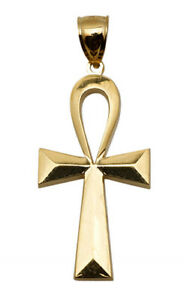 【送料無料】ネックレス　メンズソリッドkイエローゴールドエジプトクロスペンダントインチmens solid 10k yellow gold egyptian ankh cross pendant charm 22 inch