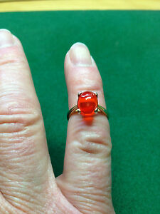 ネックレス　イエローゴールドオパールリングサイズ9ct 375 yellow gold fire opal ring size l or 12 mm