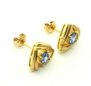 ̵ۥͥå쥹ǥǥɥեåȥǥ󥹥åɥladieswomens 14ct yellow gold nice design stud earrings set with sapphires