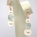 【送料無料】ネックレス イヤリングローズゴールドドロップdrop earrings rose gold 18k, white pearls, prasiolite green