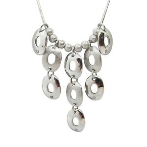 【送料無料】ネックレス　ホワイトゴールドファンシーホワイトドロップフープペンダントヘビネックレスチェーン(4)