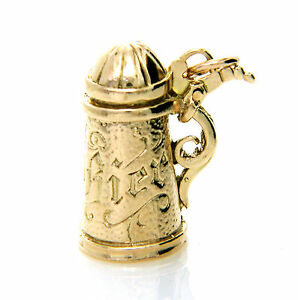 ̵ۥͥå쥹ơ9ct 72g9kӡ륹󥳥åץޥc1960vintage 9ct 9k heavy 72g yellow gold opening beer stein tankard mug charm c1960