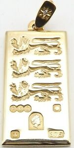 【送料無料】ネックレス　ゴールドゴールデンジュビリーイエローゴールドインゴットペンダント9ct gold 2002 queens golden jubilee yellow gold ingot, pendant or charm 81gms