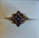 【送料無料】ネックレス　amethyst9ctgold 9flower clusterringamethyst 9ct yellow gold 9 gemstone flower cluster ring deep purple scrollwork