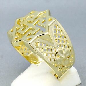 ネックレス　イエローゴールドバイキングクロスサイズlarge 9ct yellow gold viking thunder cross signet ring size v 1027