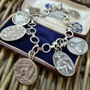 ネックレス　ビンテージシルバーブレスレットシルバールルドvintage 925 silver bracelet, silver amp; metal religious charms, lourdes,tschudin