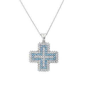 【送料無料】ネックレス 14kホワイトゴールドトパーズクロペンダント18チェーン1214k white gold blue topaz cross pendant 18 inch gold chain december birthstone