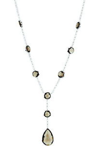 【送料無料】ネックレス　kホワイトゴールドスモーキートパーズカットネックレスインチ