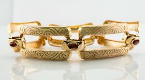 ネックレス　18mmガーネット925スターリングビザンチン7byzantine gold over 925 sterling silver bracelet with garnets 18mm wide 7 long