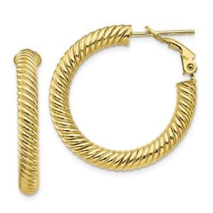 楽天hokushin【送料無料】ネックレス　イエローゴールドケーブルラウンドチューブイタリアフープイヤリング10k yellow gold high cable design round tube italian 4x20mm hoop earrings gift