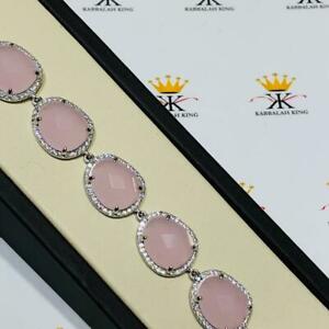 【送料無料】ネックレス　プラチナスターリングシルバーホワイトサファイアピンクハロテニスブレスレットplatinum sterling silver white sapphire amp; pink agate halo bold tennis bracelet