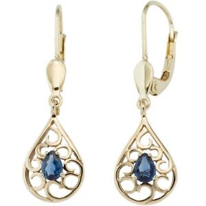 【送料無料】ネックレス boutonsイアリングサファイア585イェローゴールドboutons earrings drop blue sapphire, 585 gold yellow gold
