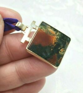 【送料無料】ネックレス 9ctペンダント3755 hmk g9ct moss agate red pendant unusual design 375 handmade lovely stone hmk 5g