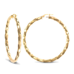 ̵ۥͥå쥹9ct4mm55mmforever mine fine ladies 9ct yellow gold twisted 4mm hoop earrings 55mm