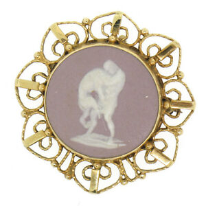 yzlbNX@EFbWEbh14kCF[S[ht[WXp[EFAu[`y_genglish wedgwood 14k yellow gold filigree frame lilac jasperware brooch pendant