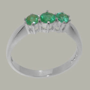 ネックレス　z9ctホワイトゴールドエメラルドwomensサイズjsolid 9ct white gold natural emerald womens trilogy ring sizes j to z