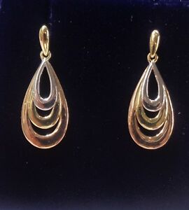 ̵ۥͥå쥹9ct23mm 233three colour drop earring in 9ct gold length 23 mm 23 grams