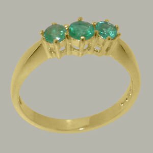 【送料無料】ネックレス　z9ctイェローゴールドエメラルドwomensサイズjsolid 9ct yellow gold natural emerald womens trilogy ring sizes j to z