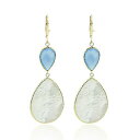 【送料無料】ネックレス　シマメノウ14kイェローゴールドイアリング14k yellow gold gemstone earrings with mother of pearl and blue onyx