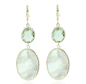 【送料無料】ネックレス パールアメジスト14kイェローゴールドイアリング14k yellow gold gemstone earrings with mother of pearl and green amethyst