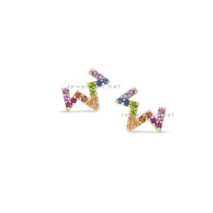 【送料無料】ネックレス　multiデザイナーピアスイヤリング14kイェローゴールドニューgenuine multi gemstone designer stud earrings 14k yellow gold fine handmade