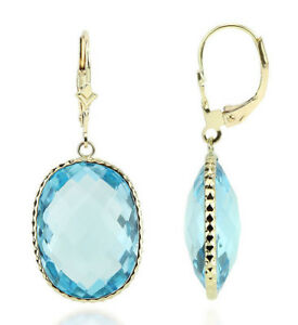 【送料無料】ネックレス　トパーズ14kイェローゴールドイアリングhandmade 14k yellow gold gemstone earrings with large oval blue topaz drop