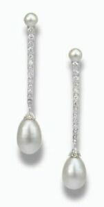 【送料無料】ネックレス　スターリングシルバーロングパールパーティイヤリング6ct long pearl dangle party earring in 925 sterling silver wedding gift for her