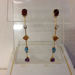 【送料無料】ネックレス　イヤリングドロップ9ct multigem long drop earrings