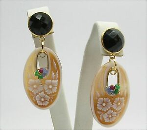 【送料無料】ネックレス 18k gold earrings cameos onyx rubies sapphires and emeralds oght 0192
