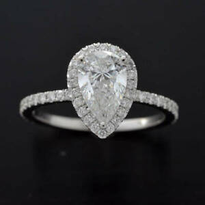 【送料無料】ネックレス 155 ナシmoissanitect9kホワイトゴールド155 ct near white pear halo moissanite engagement wedding ring 9k white gold