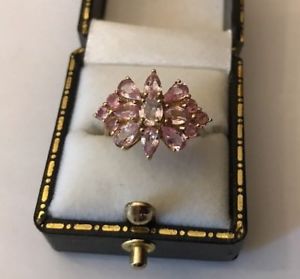 楽天hokushin【送料無料】ネックレス　kゴールドテレビピンクサファイアクラスタリングサイズhallmarked 9ct 9k gold gems tv gtv oval pear pink sapphire cluster ring size m