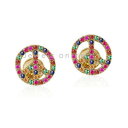 【送料無料】ネックレス　マルチサファイアvサイン14kイアリングmulti sapphire rainbow gemstone peace sign studs earrings in 14k gold jewelry