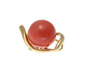 【送料無料】ネックレス　ピンクコーラルボールペンダントソリッドkイエローゴールドスライドgenuine natural pink coral 1052mm ball pendant slide solid 14k yellow gold