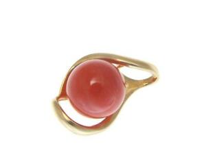 【送料無料】ネックレス　ピンクコーラルボールペンダントソリッドkイエローゴールドスライドgenuine natural pink coral 1052mm ball pendant slide solid 14k yellow gold