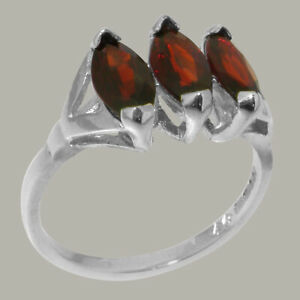 【送料無料】ネックレス　ソリッドホワイトゴールドガーネットリングサイズsolid 9ct white gold natural garnet womens trilogy ring sizes j to z