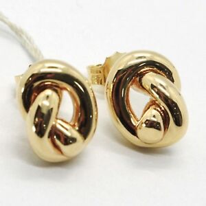 【送料無料】ネックレス　イタリアピアスイヤリングイェローゴールド750 18キロノットstud earrings yellow gold 750 18k knot infinite, made in italy